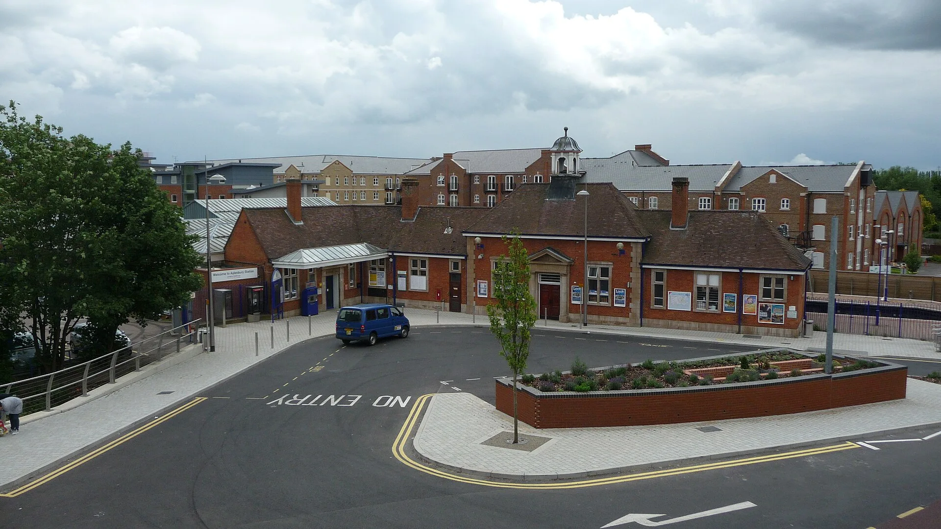 Aylesbury - Aylesbury railway station, seen from the new Bourg Walk bridge in Aylesbury.